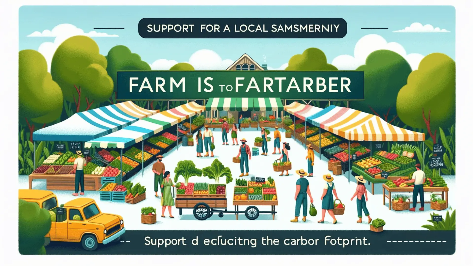 Community members supporting local farmers and reducing carbon emissions by buying local.